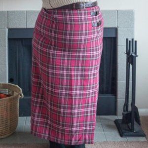 Jessica London Maxi Plaid skirt with slit and buckles
